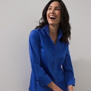 NWT Chico's Effortless Cotton Sloan Artisan Sapphire Blouse